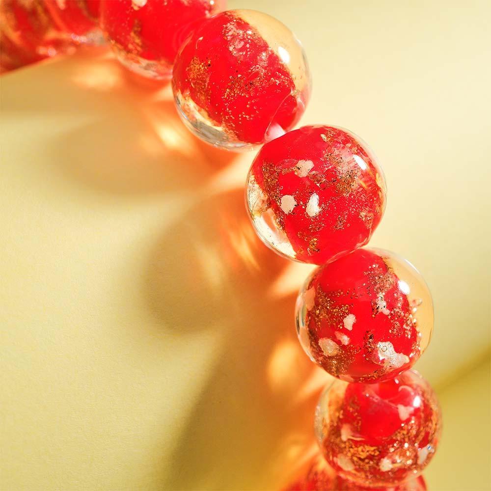 Bracelet De Perles Extensibles En Verre Luciole Rouge Qui Brille Dans Le Noir Bracelet Lumineux - soufeelfr