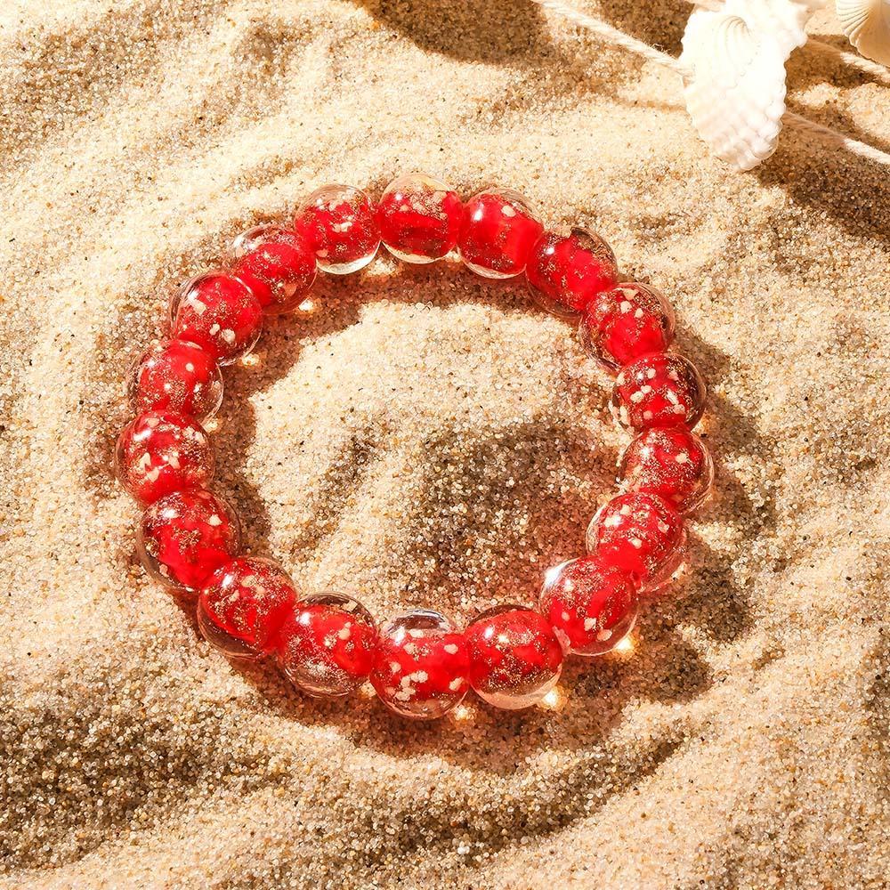 Bracelet De Perles Extensibles En Verre Luciole Rouge Qui Brille Dans Le Noir Bracelet Lumineux - soufeelfr