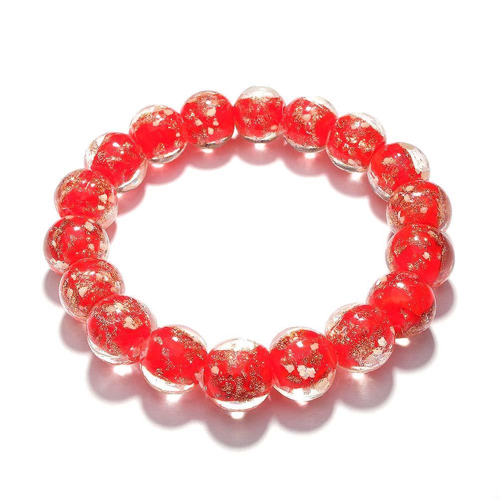 Bracelet De Perles Extensibles En Verre Luciole Rouge Qui Brille Dans Le Noir Bracelet Lumineux - soufeelfr