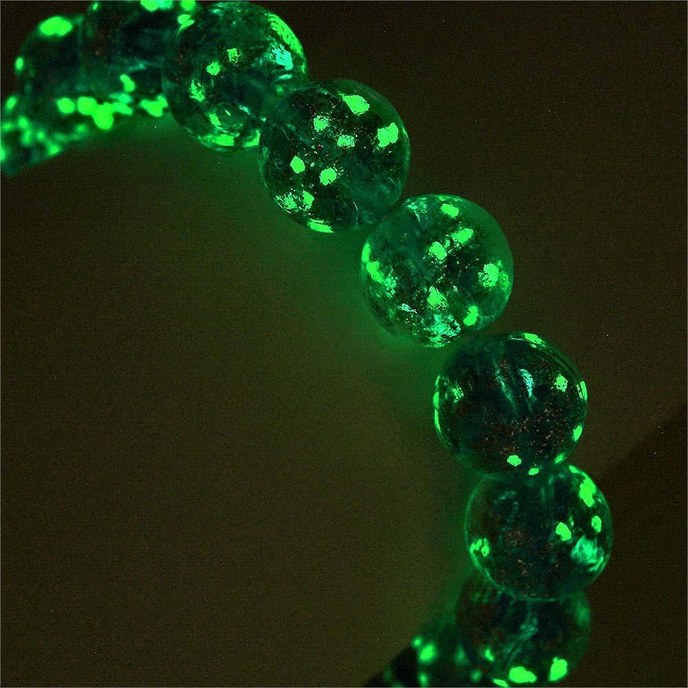 Bracelet De Perles Extensibles En Verre Luciole Bleu Royal, Brille Dans Le Noir, Lumineux - soufeelfr