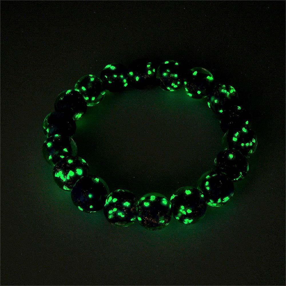 Bracelet De Perles Extensibles En Verre Luciole Bleu Céruléen Qui Brille Dans Le Noir Bracelet Lumineux - soufeelfr