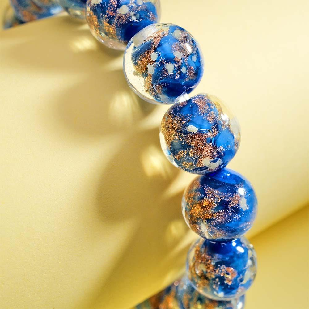 Bracelet De Perles Extensibles En Verre Luciole Bleu Céruléen Qui Brille Dans Le Noir Bracelet Lumineux - soufeelfr