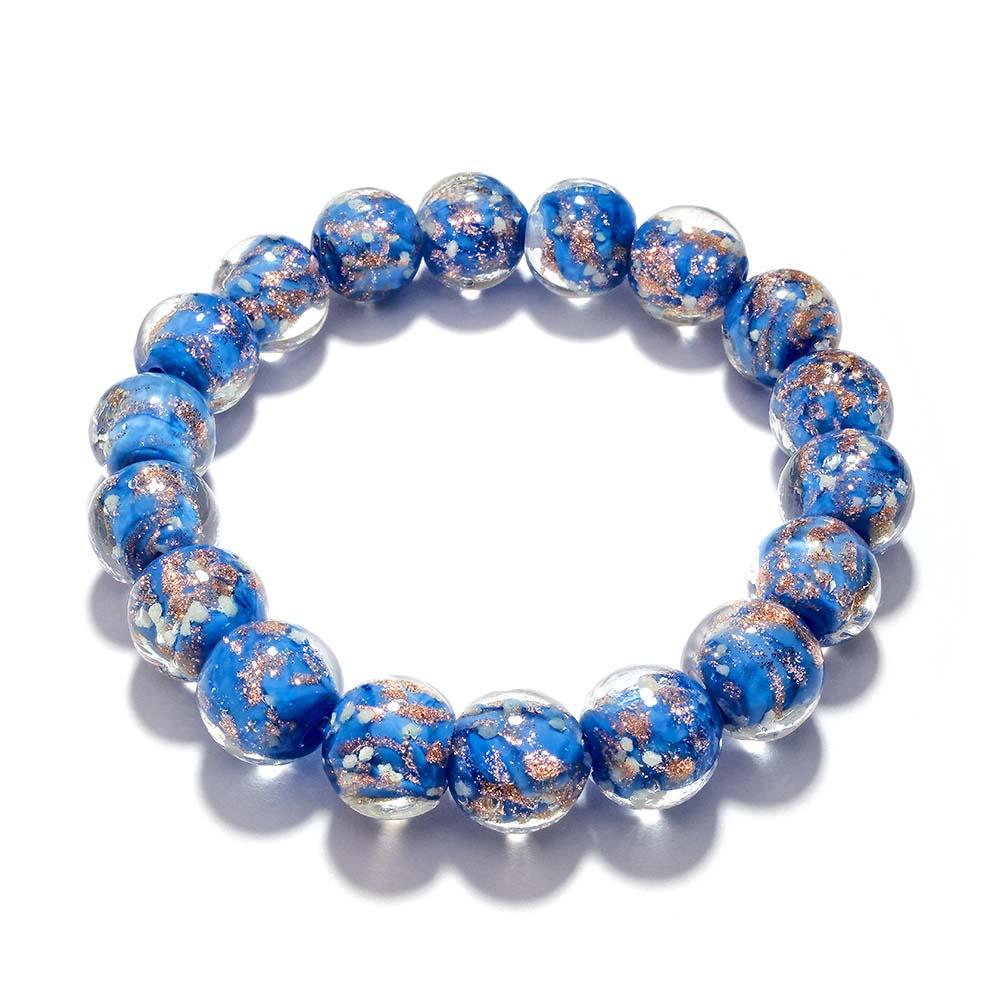 Bracelet De Perles Extensibles En Verre Luciole Bleu Céruléen Qui Brille Dans Le Noir Bracelet Lumineux - soufeelfr