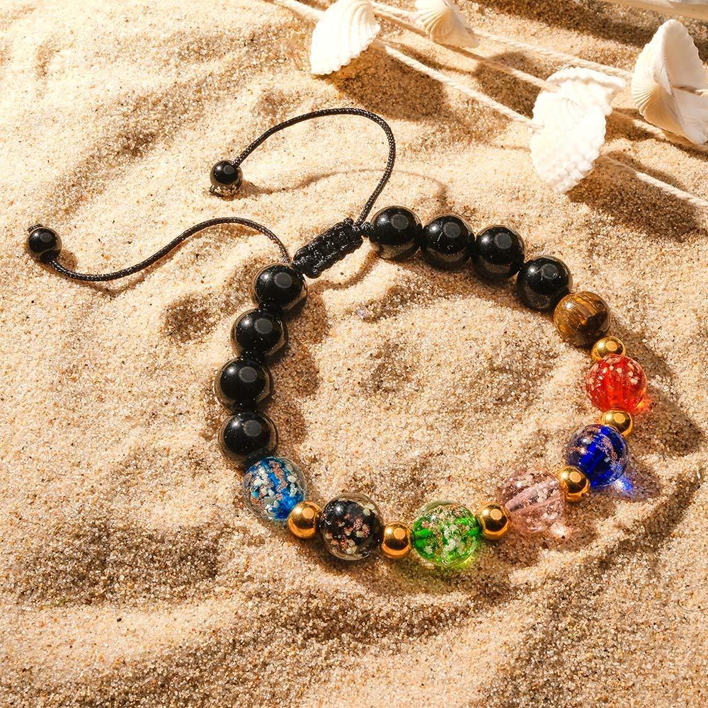 Bracelet Tressé En Verre Luciole, Perles Dorées Lumineuses, Six Couleurs, Brille Dans La Nuit - soufeelfr