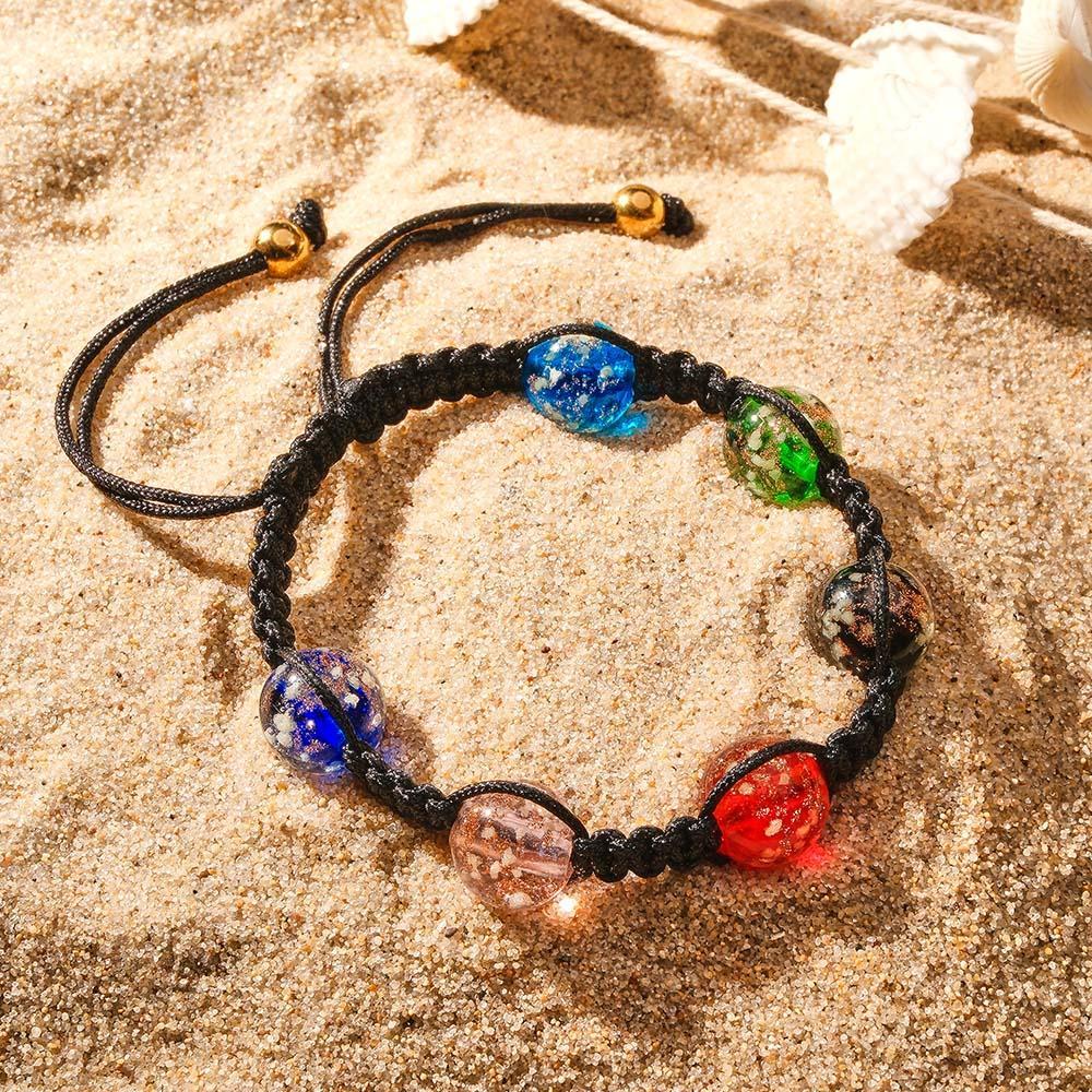 Bracelet Tressé En Verre Luciole À Six Couleurs Qui Brille Dans Le Noir - soufeelfr