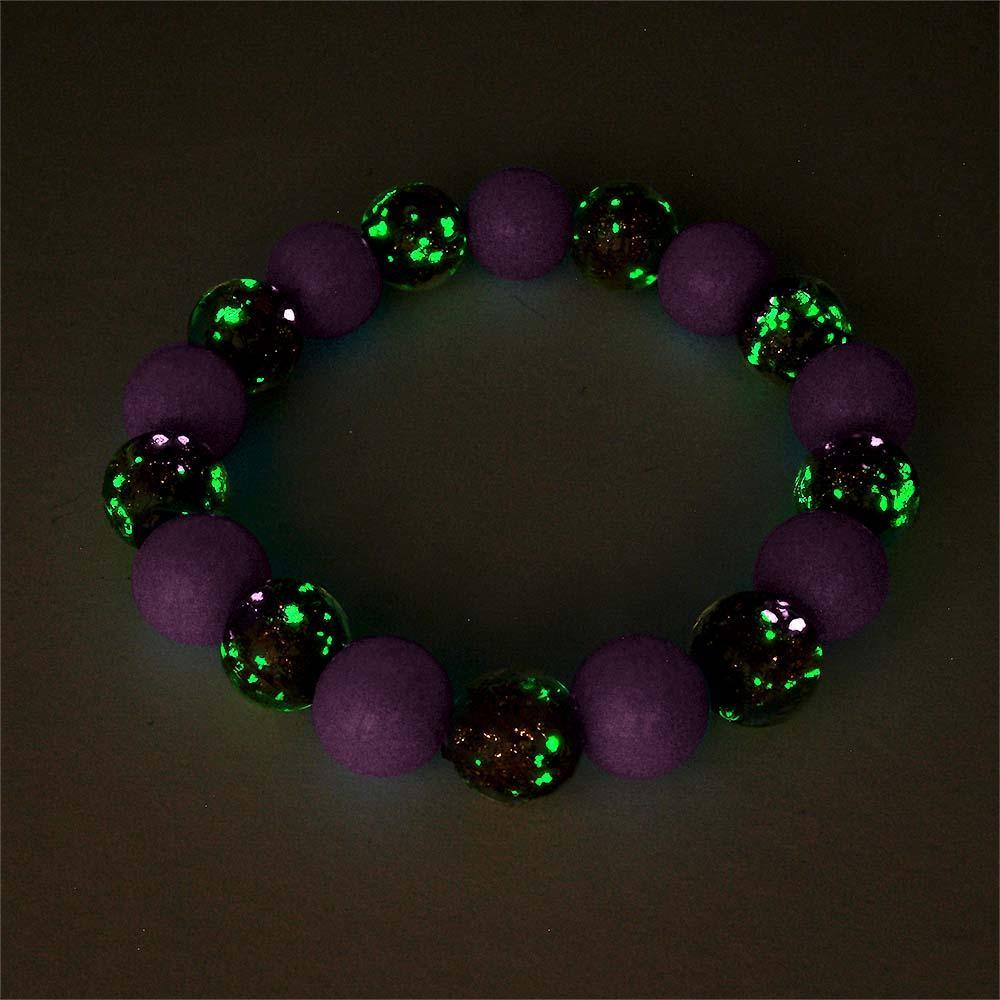 Bracelet De Perles Extensibles En Verre Luciole Violet, Brillant Dans Le Noir, Bracelet Lumineux - soufeelfr