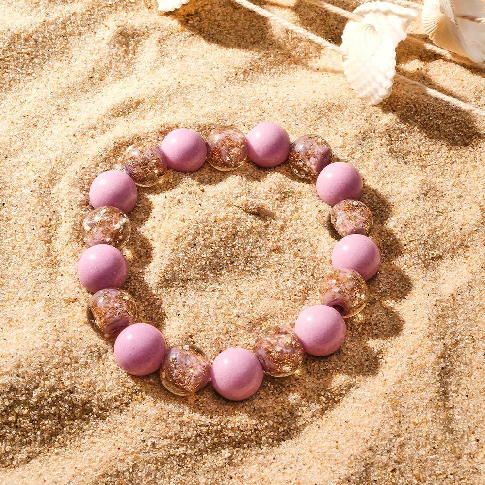 Bracelet De Perles Extensibles En Verre Luciole Violet, Brillant Dans Le Noir, Bracelet Lumineux - soufeelfr