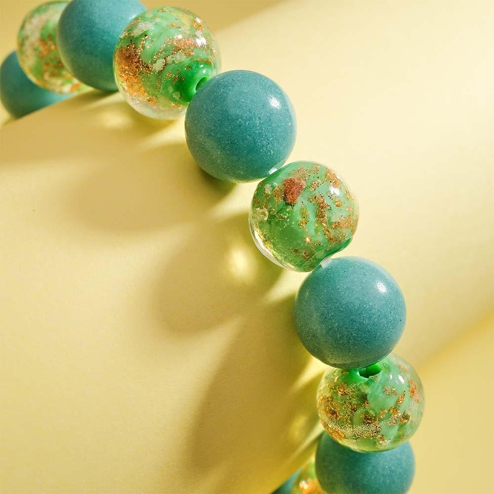 Bracelet De Perles Extensibles En Verre Luciole Vert Armée, Brille Dans Le Noir, Lumineux - soufeelfr