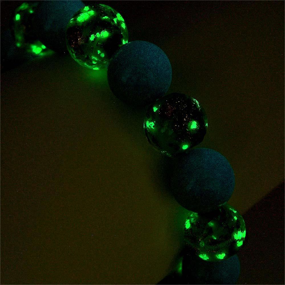 Bracelet De Perles Extensibles En Verre Luciole Vert Armée, Brille Dans Le Noir, Lumineux - soufeelfr