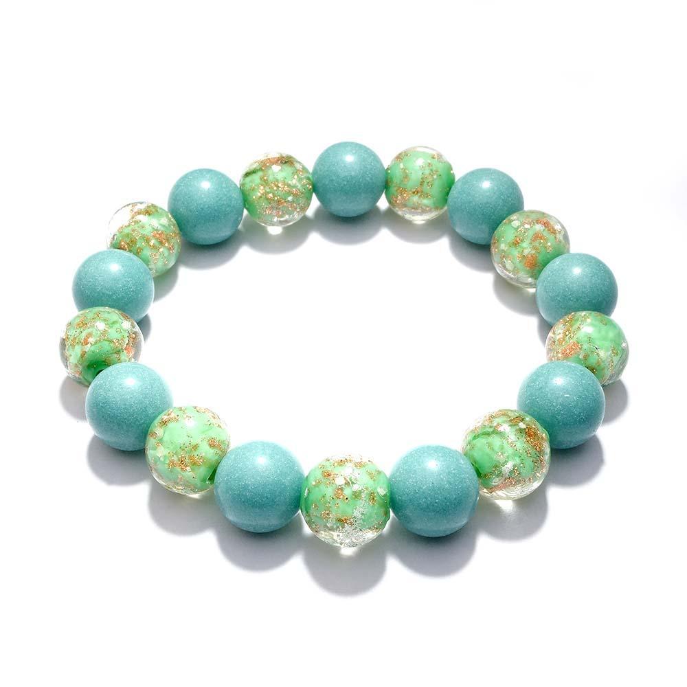 Bracelet De Perles Extensibles En Verre Luciole Vert Armée, Brille Dans Le Noir, Lumineux - soufeelfr