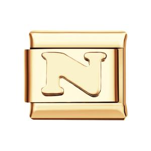 Alphabet N - Charm Italien Doré Pour Bracelets À Charms Italiens Lien Composable