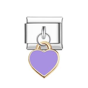 Charm Italien Coeurs Violets Pour Bracelets À Charms Italiens Lien Composable