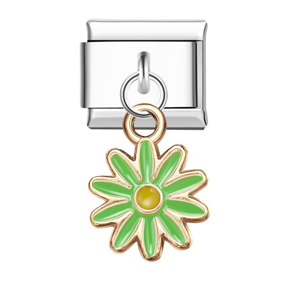 Charm Italien À Dix Pétale De Fleur Colorée-violet Pour Bracelets À Breloques Italiens Lien Composable - soufeelfr