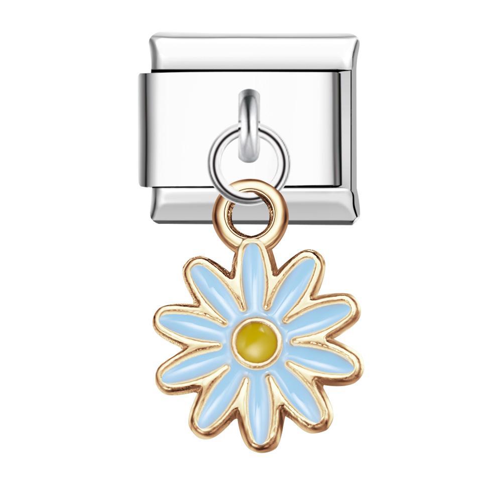 Charm Italien À Dix Pétale De Fleur Colorée-violet Pour Bracelets À Breloques Italiens Lien Composable - soufeelfr