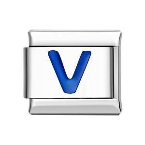 Charm Italien V Bleu Pour Bracelets À Charms Italiens Lien Composable