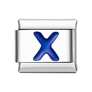 Charm Italien X Bleu Pour Bracelets À Charms Italiens Lien Composable