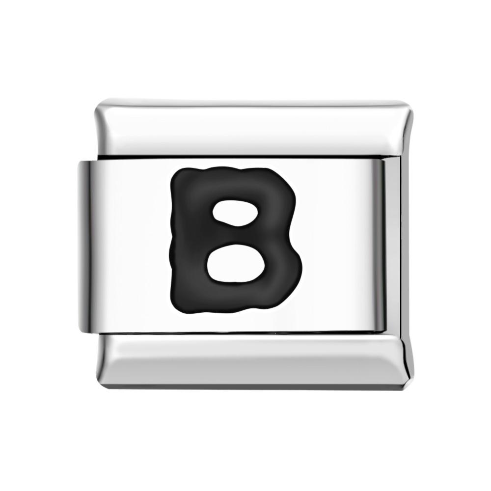 Charm Italien Lettre B-noir Pour Bracelets À Charms Italiens Lien Composable - soufeelfr
