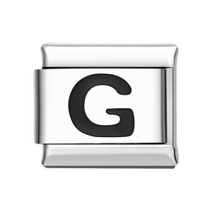 Charm Italien Alphabet G-noir Pour Bracelets À Charms Italiens Lien Composable