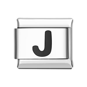 Charm Italien Lettre J-noir Pour Bracelets À Charms Italiens Lien Composable