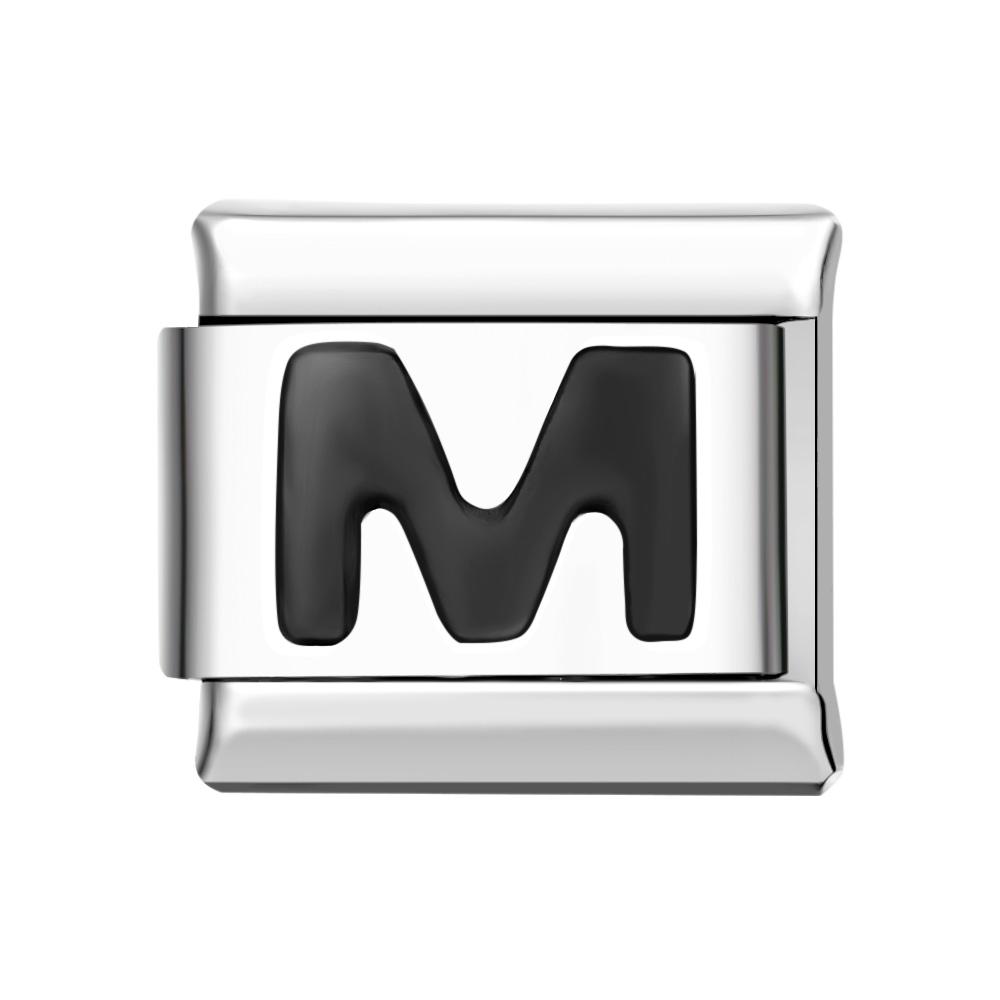 Charm Italien Lettre M-noir Pour Bracelets À Charms Italiens Lien Composable - soufeelfr