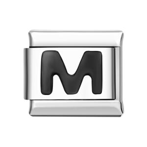 Charm Italien Lettre M-noir Pour Bracelets À Charms Italiens Lien Composable