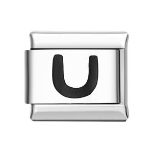 Charm Italien Alphabet U-noir Pour Bracelets À Charms Italiens Lien Composable