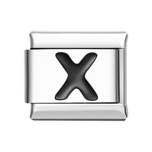 Charm Italien Lettre X-noir Pour Bracelets À Charms Italiens Lien Composable