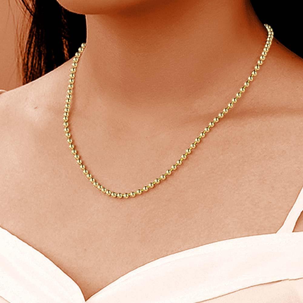 Collier De Chaîne De Boule D’or Chaîne Minimaliste Collier Délicat Et Mince - soufeelfr