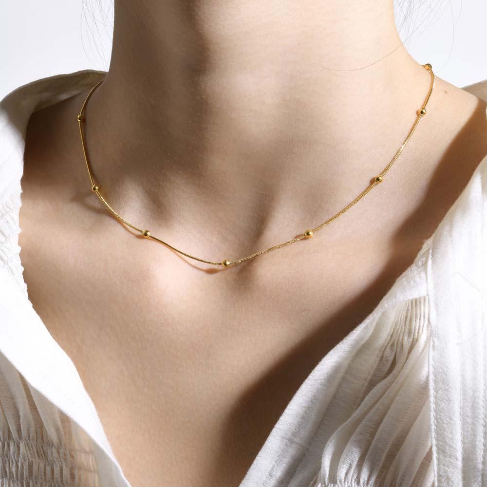 Collier En Or Pour Femmes, Chaîne Minimaliste, Collier Délicat Et Fin - soufeelfr