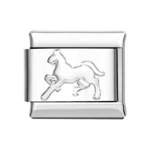 Charm Italien Cheval Gris Acier Pour Bracelets À Breloques Italiens Lien Composable