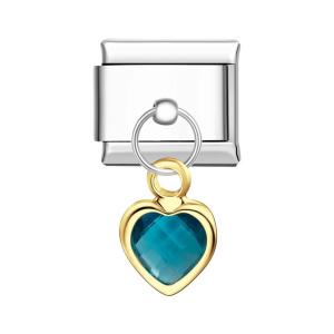 Charm À Suspendre Coeur Bleu Lac Charm Italien Pour Bracelets À Breloques Italiens Lien Composable