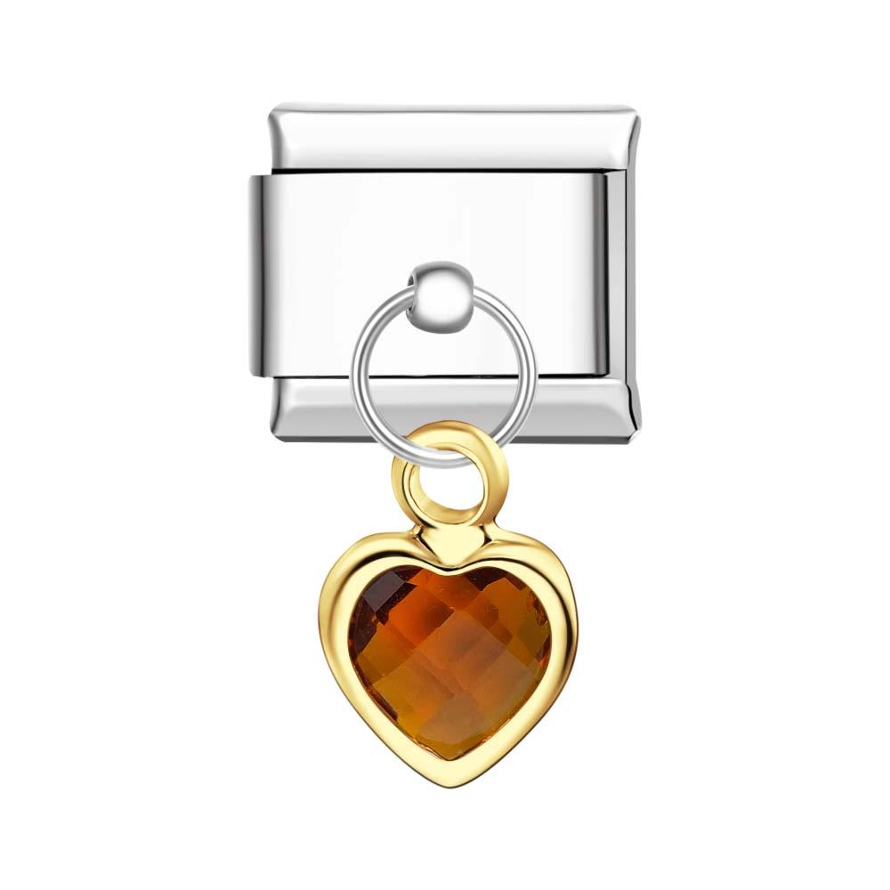 Pendentif Coeur Champagne Charm Italien Pour Bracelets À Charms Italiens Lien Composable