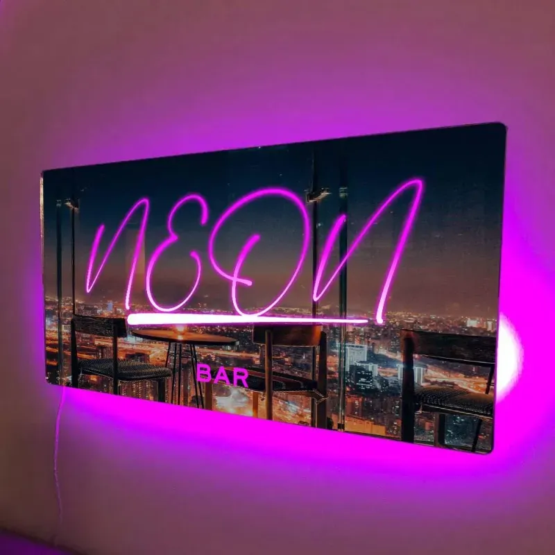 Panneau Miroir Avec Nom Personnalisé, Modèles En Option, Panneau Néon Avec Lumières Led, Texte Personnalisé, Décoration Murale Multicolore, Cadeau Pour La Famille - soufeelfr