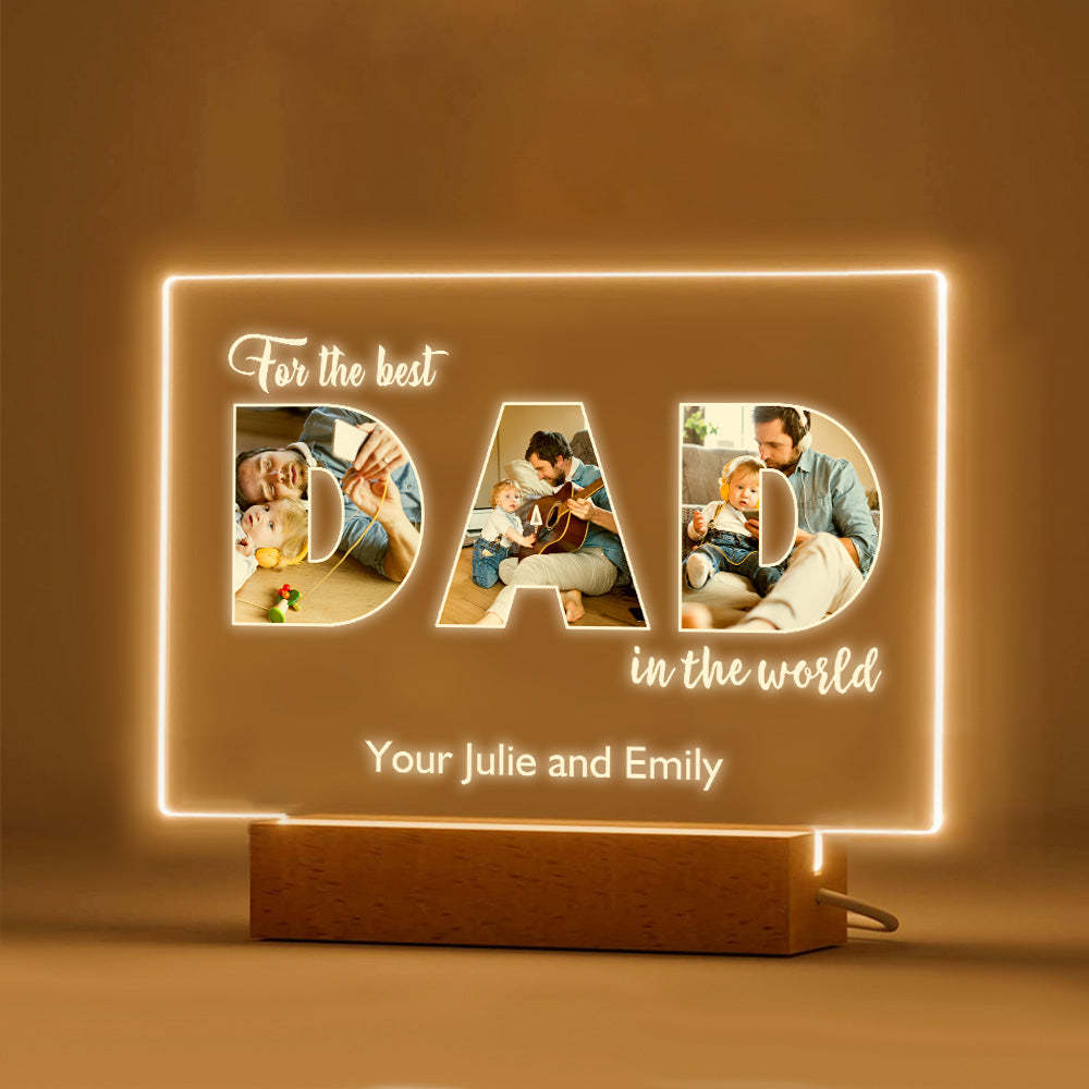 Veilleuse Personnalisée Pour La Fête Des Pères, Lampe Photo Personnalisée En Acrylique, Cadeaux Pour Papa - soufeelfr