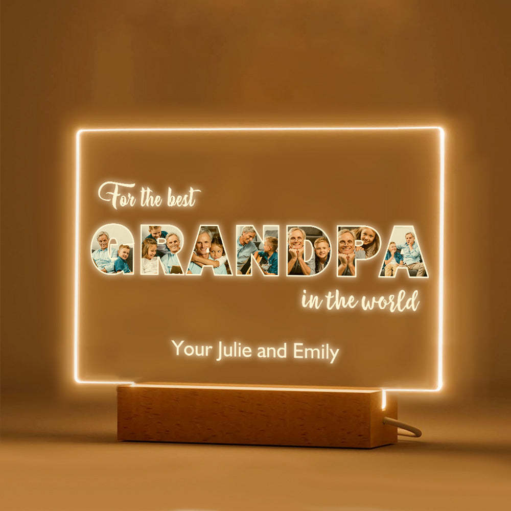 Veilleuse Personnalisée Photo Personnalisée Lampe Acrylique Cadeaux De Fête Des Pères Pour Grand-père - soufeelfr