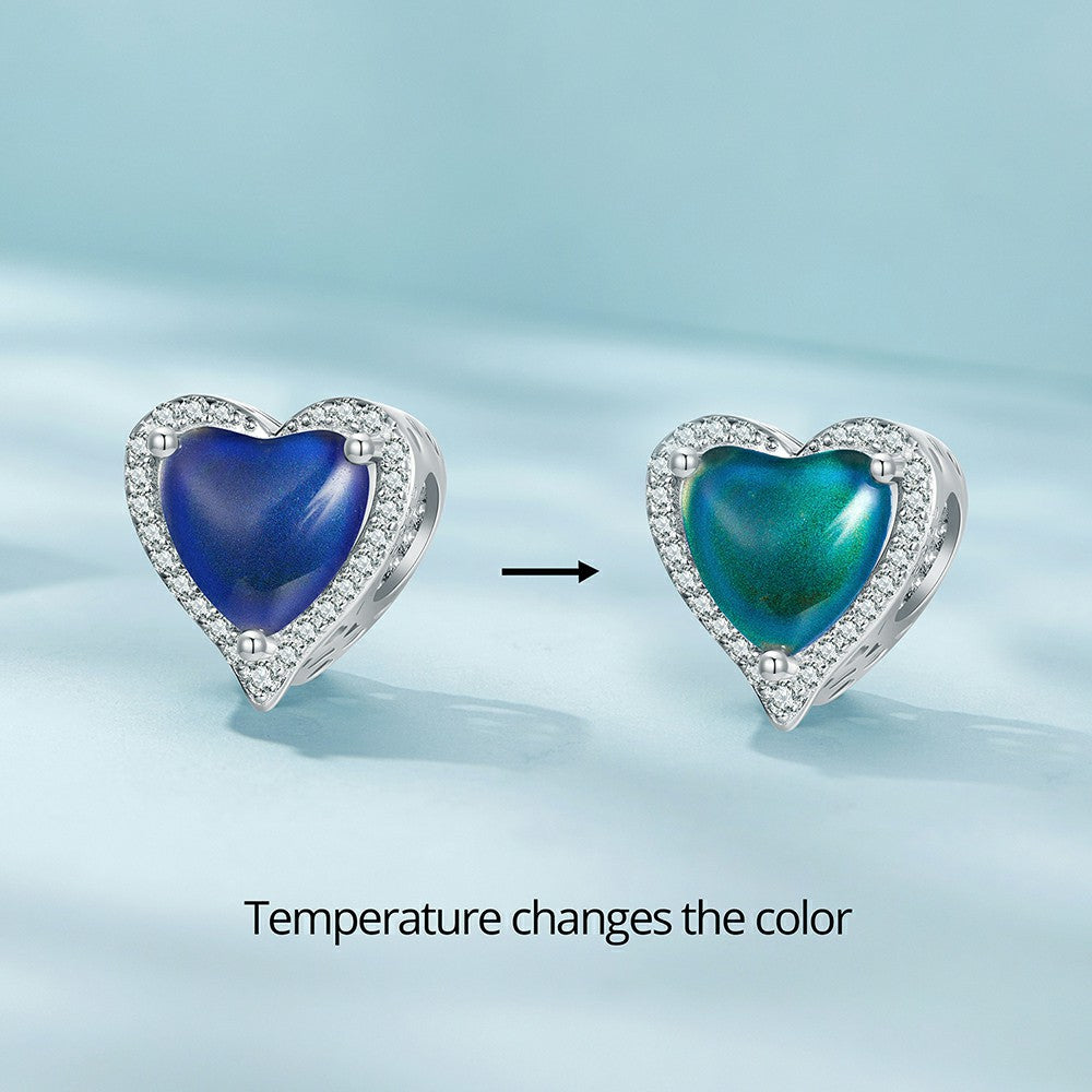 Charme De Coeur De Décoloration De Température 925 Argent Sterling Xs1966