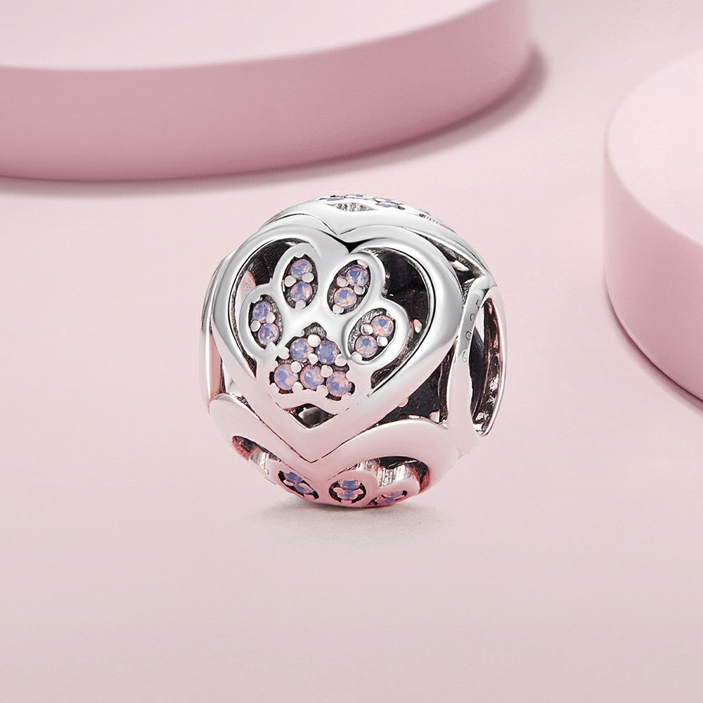 Breloque Empreintes De Pattes D'animaux En Argent Sterling 925 Xs1969