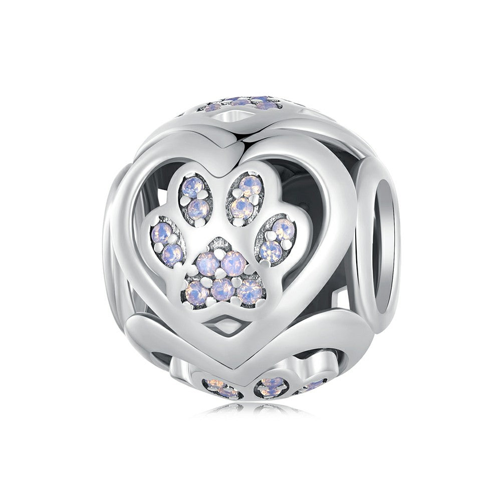Breloque Empreintes De Pattes D'animaux En Argent Sterling 925 Xs1969