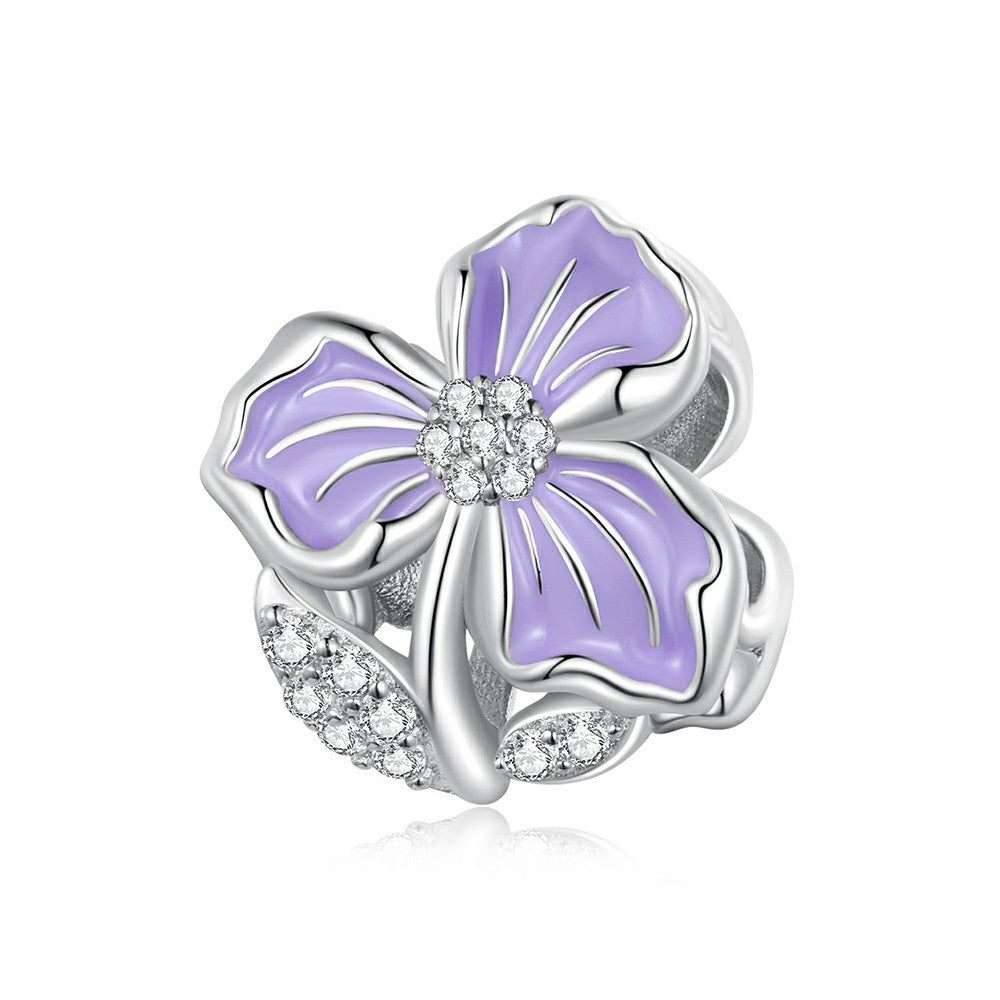 Charme Fleur Violette Argent Sterling 925 Xs1973