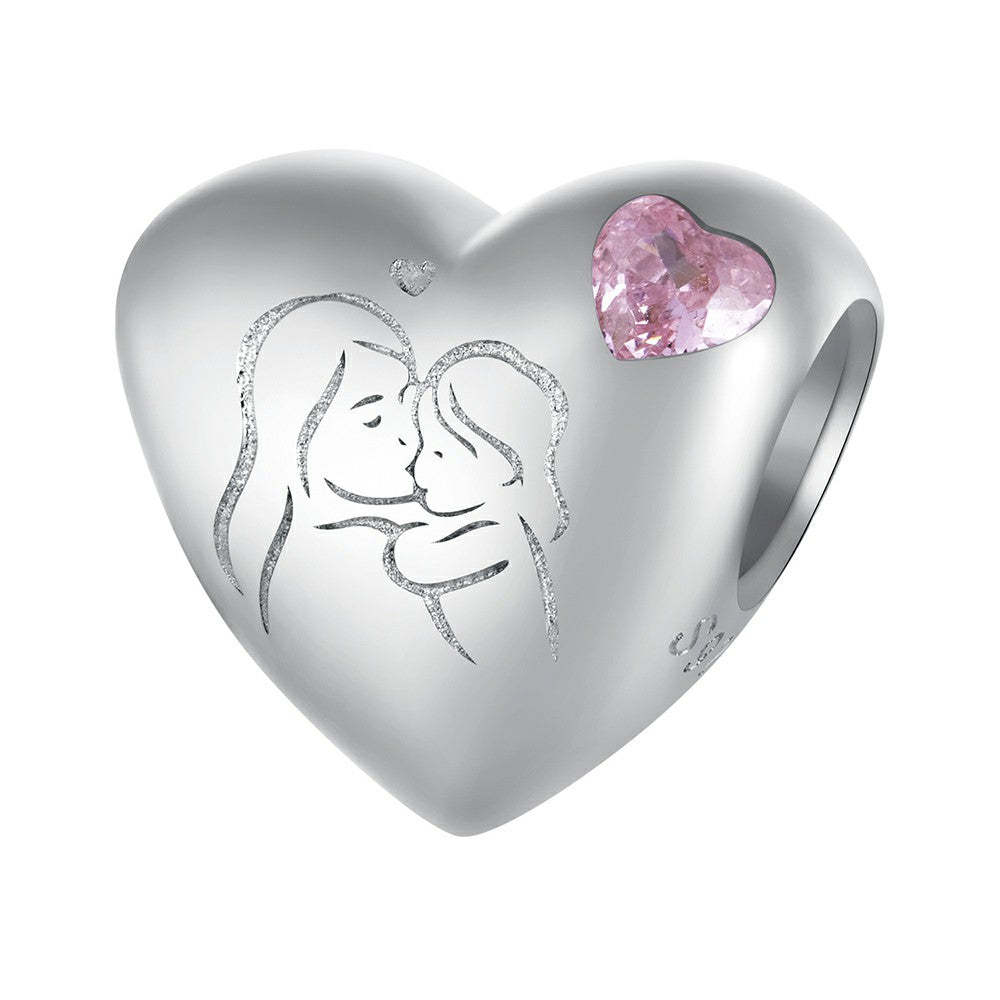 Breloque Coeur D'amour Maternel En Argent Sterling 925, Cadeaux De Fête Des Mères Xs2001