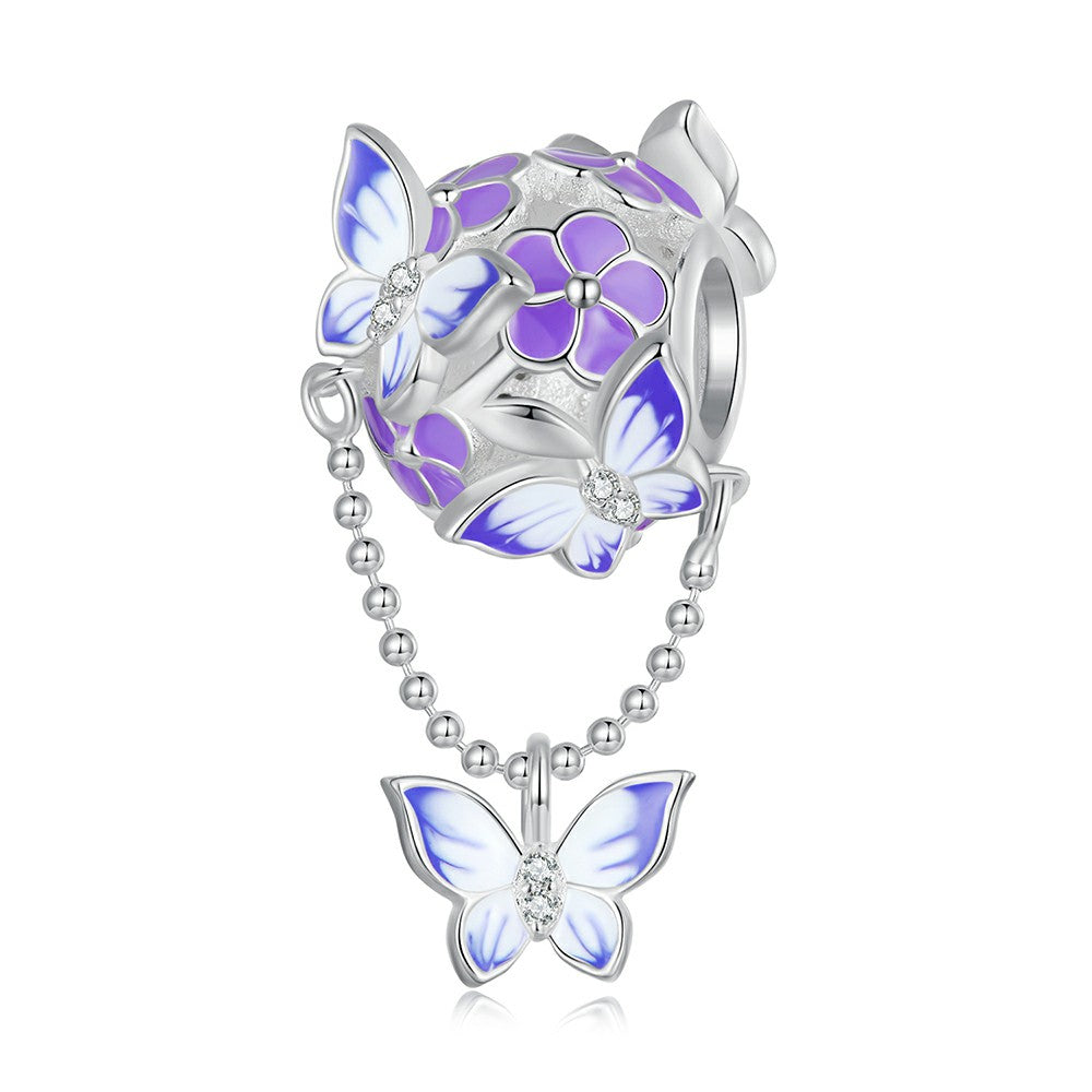 Breloque Pompon Papillon En Argent Sterling 925 Xs2006