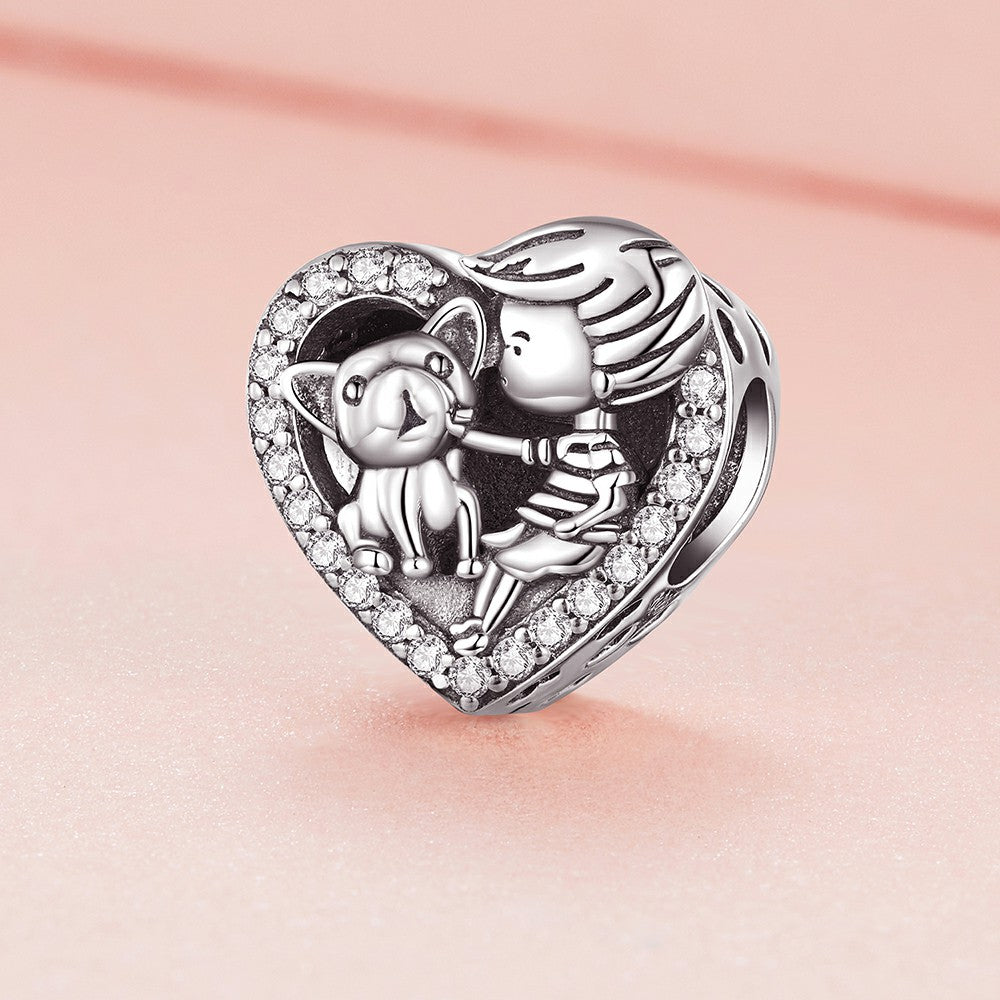 Charme Garçon Et Animal De Compagnie 925 Argent Sterling Xs2010