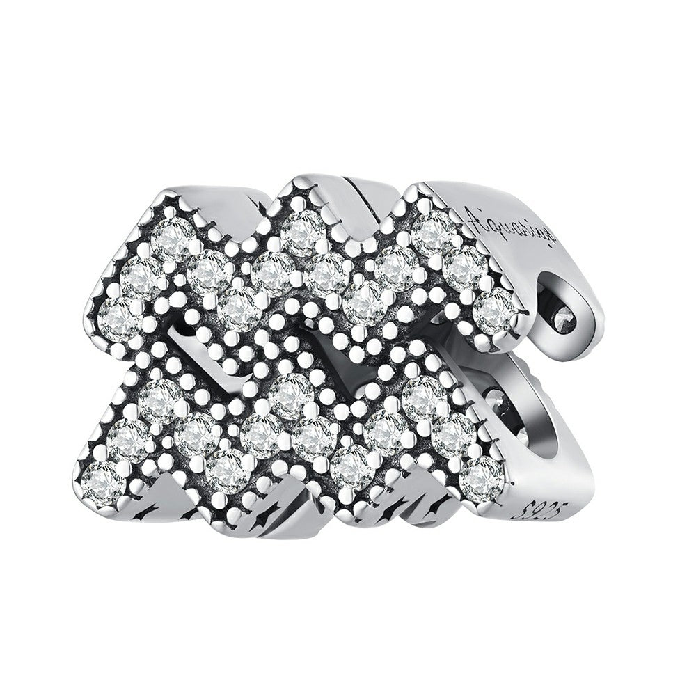 Charme Signe Du Zodiaque Porte-bonheur Verseau En Argent Sterling 925 Xs2055