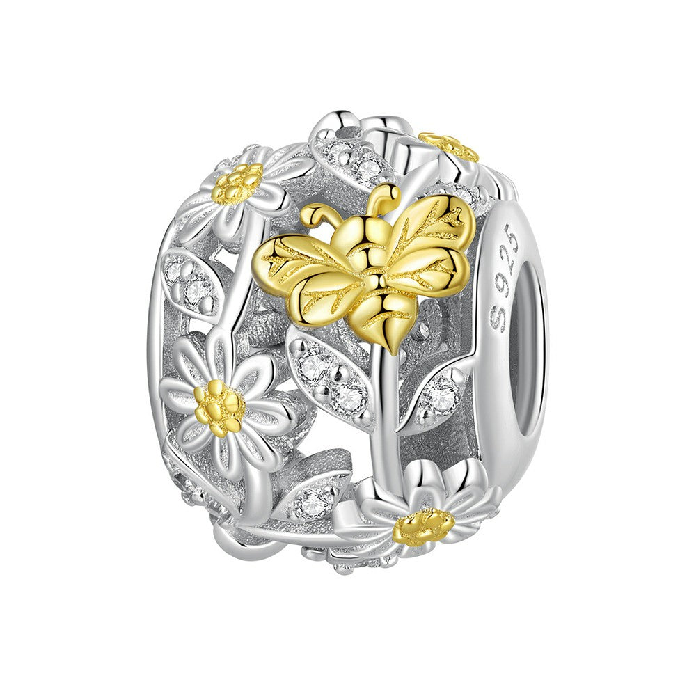 Marguerite Abeille Motif Jaune Charme 925 Argent Sterling Xs2079