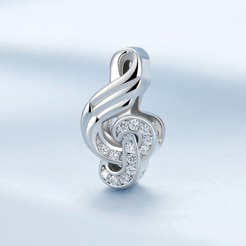 Breloque En Zircon Blanc, Motif De Note, En Argent Sterling 925, Cadeaux Pour Amateurs De Musique, Xs2082