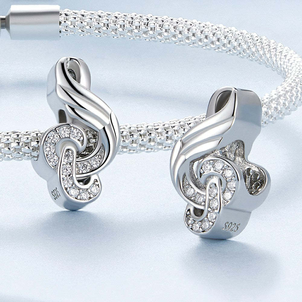 Breloque En Zircon Blanc, Motif De Note, En Argent Sterling 925, Cadeaux Pour Amateurs De Musique, Xs2082