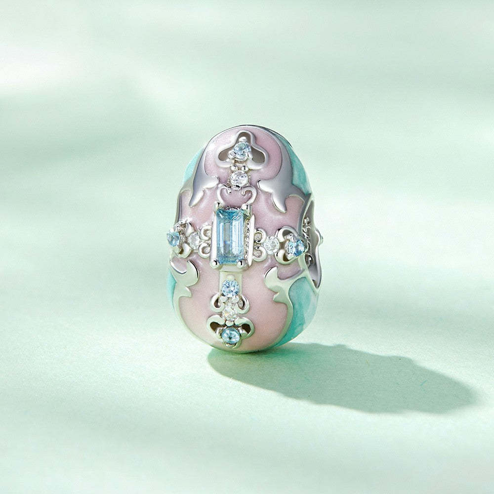 Oeuf De Pâques Breloque Rose En Argent Sterling 925 Pour Pâques Xs2086