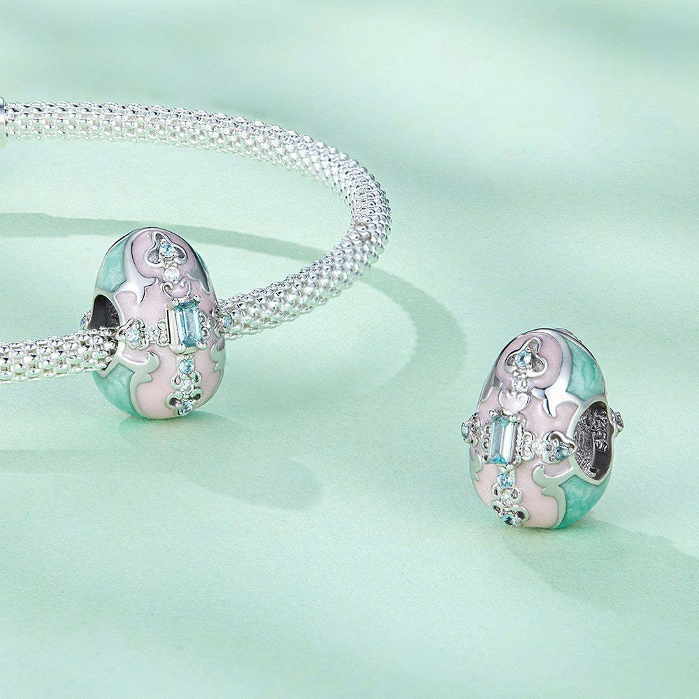 Oeuf De Pâques Breloque Rose En Argent Sterling 925 Pour Pâques Xs2086