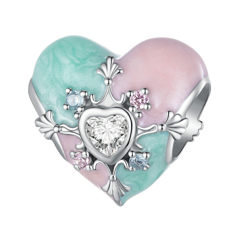 Breloque Colorée De Pâques En Forme De Coeur En Argent Sterling 925 Pour Pâques Xs2087