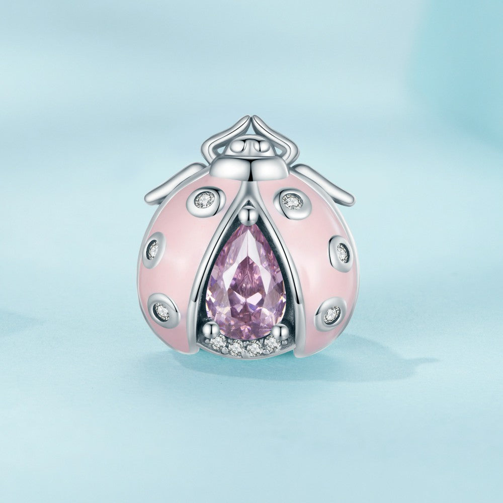 Breloque Design Coccinelle Rose En Argent Sterling 925 Xs2112